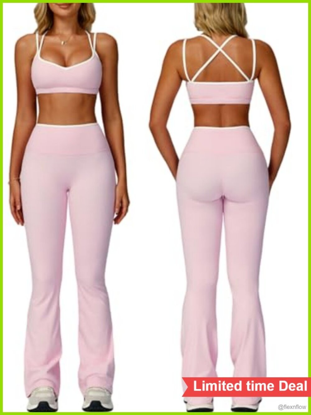 ABOCIW Women's 2-Piece Workout Set Sports Bra Flare Leggings Gym Yoga